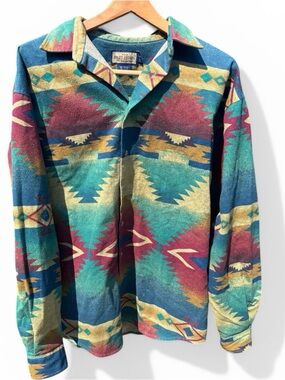 Vintage USA Ruff Hewn flannel shirt Aztec navajo Native 100% cotton southwestern